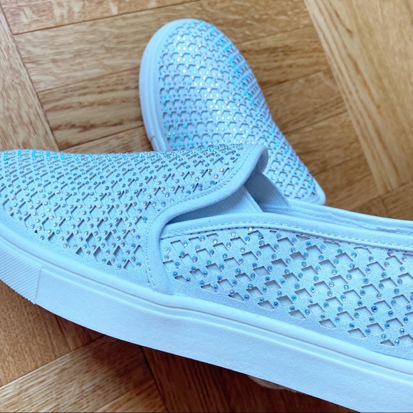 Wild Pair Eidyth Rhinestone Slip-On Platform Sneakers Glam White 6 NIB - Picture 9 of 12